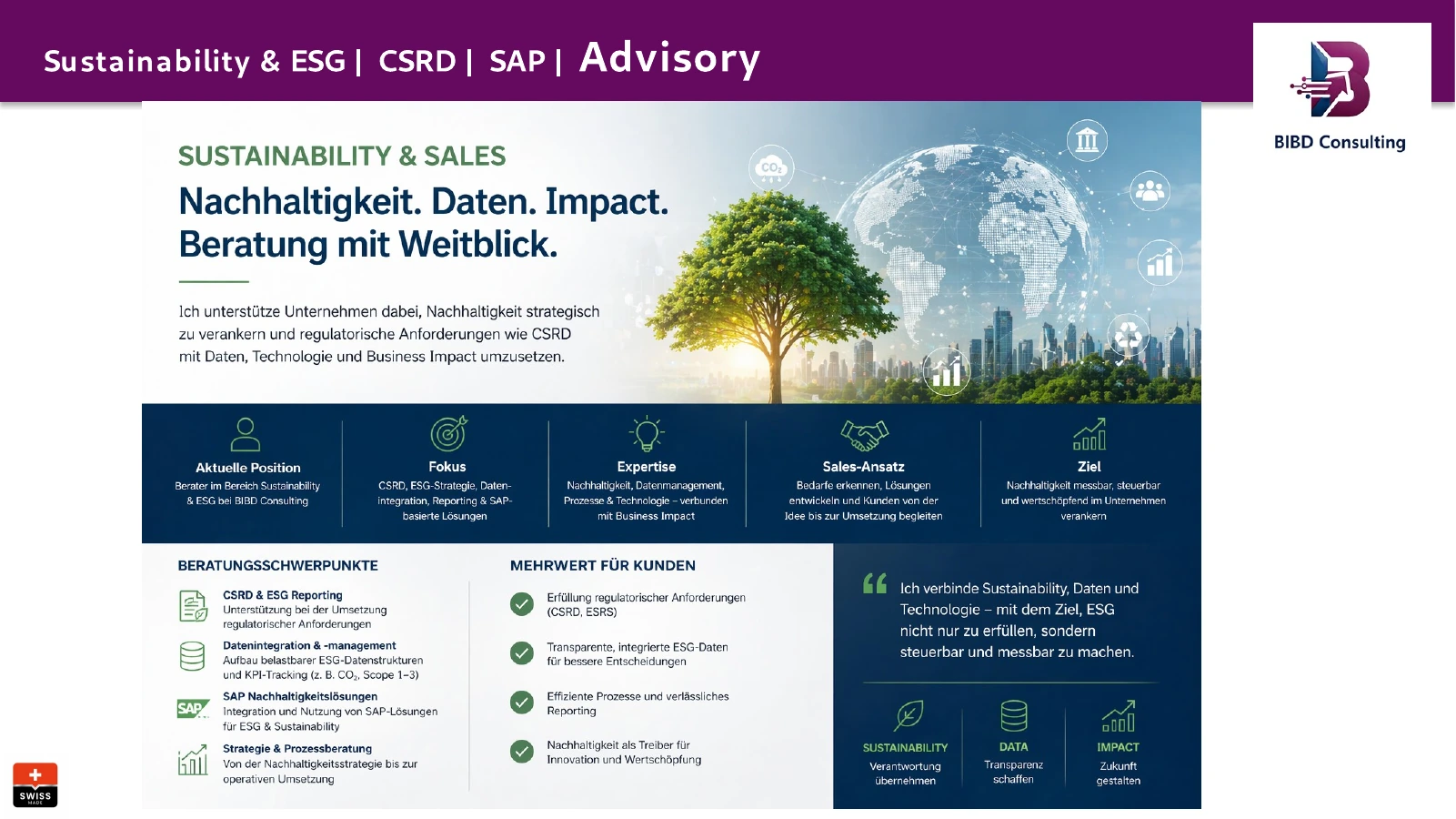 Sustainability und ESG – Nachhaltigkeit, Daten, Impact und Beratung mit Weitblick